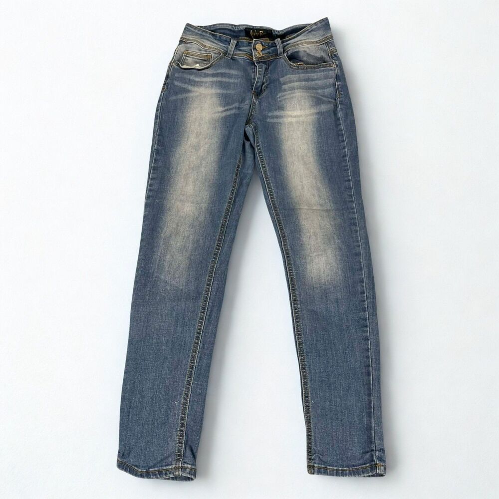 Indigo Rein Jeans Women 11/29 Curvy Skinny Mid Rise Stretch Light Wash Faded